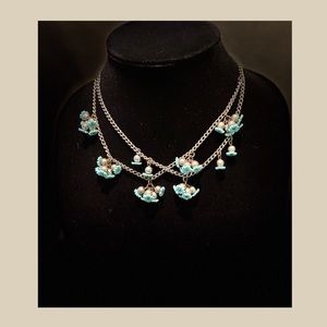 Vintage 50’s Double Row Flower Charm Necklace